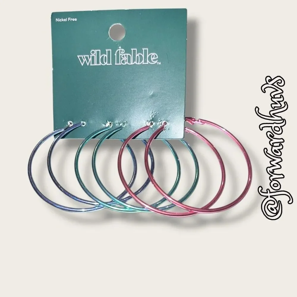 Bundle Sale 3 for $15 | Wild Fable Blue, Green & Pink Hoop Trio Earrings